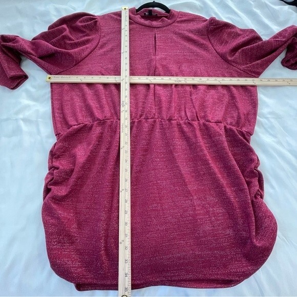 Lane Bryant Mock-Neck Keyhole Top With Ruched Sides Size 26 / 28 Holiday Red - Picture 7 of 13